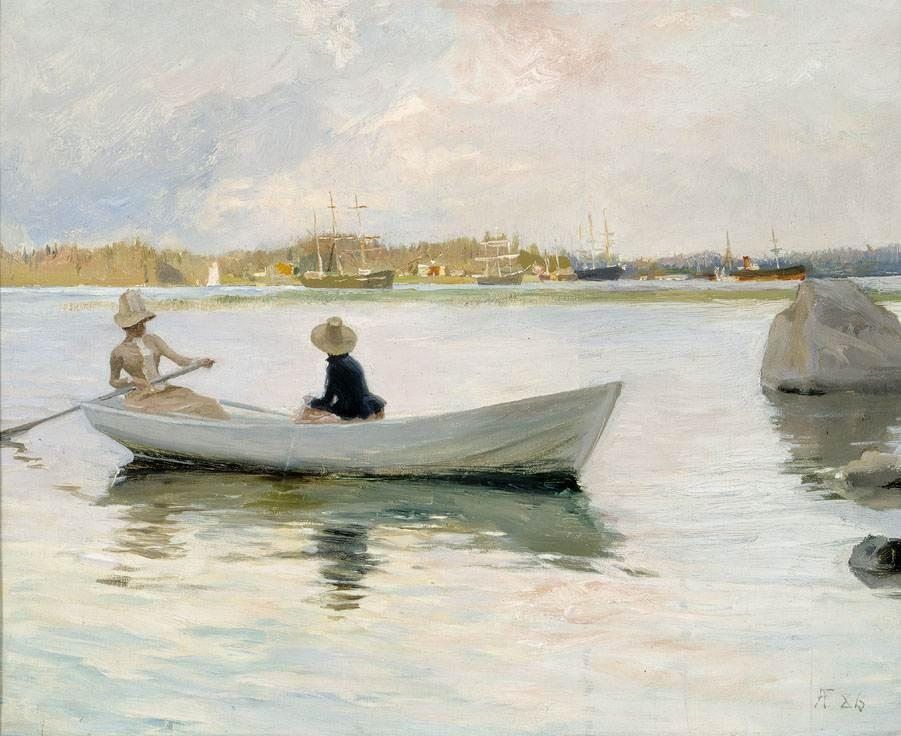 Unknown Boats in Harbour by Albert Edelfelt